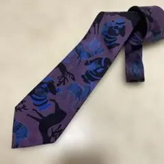 クリスマス柄　ネクタイ サンタ　トナカイ　紫　青　黒　総柄