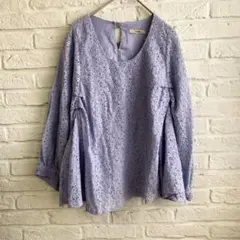 ミスティック mystic 総レース バックボタンブラウス ラベンダー フリー