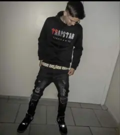 ブラック ダメージ加工 スキニーパンツ