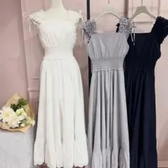 アンミール デザインフリルコットンワンピース ロングワンピース