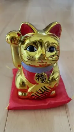 RAKUDO様専用【縁起物】水晶院 両手挙げ 招き猫 オレンジ色 億万両