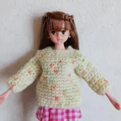 レモン色MIXニットセーター☆リカちゃん、ジェニーちゃん人形用お洋服