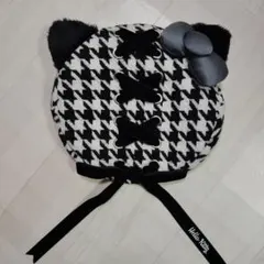 USJ　Hello Kitty 猫耳ハウンドトゥースベレー帽