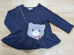 anyFAM 猫のポシェットトレーナー ネイビー 紺 90
