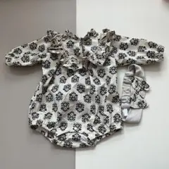 & mignon 花柄ロンパース ヘアバンド付き