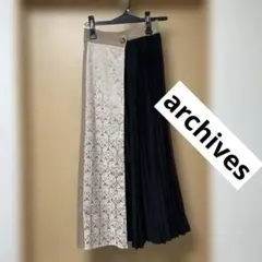 プリーツスカート ベージュ/黒 F archivesのサムネイル