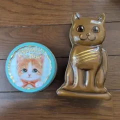 猫型お菓子入れ 約15cm