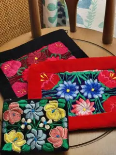 グアテマラ 刺繍 ポーチ セット 民芸品