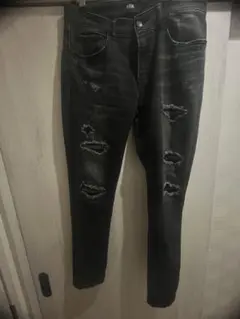 AZUL BY MOUSSY スキニーデニム ダメージ加工 ブラック L