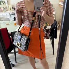 クリスチャンディオールのオレンジ フレア　ミニスカート