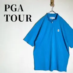 PGA TOUR　大きいサイズLL　ハーフジップポロシャツ　半袖　ゴルフウェア
