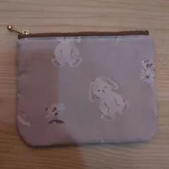 フラットファスナーポーチ うさぎと花