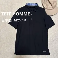 美品★テットオム★半袖ポロシャツ★迷彩裏地★TETE HOMME★日本製のサムネイル