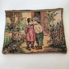 ゴブラン織り　絵画風　ポーチ　【中古】【レトロ】