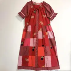 RT-34325様専用　ピンクハウス ミックスパッチワーク ワンピース レッド