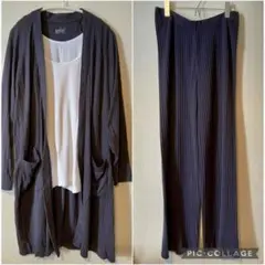 値下げ★無印良品【美品】チャコールグレー カーディガンとパンツのセット L、XL