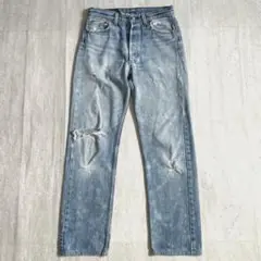 USA製 Levi’s 501 ダメージデニム フェード W31 ライトブルー