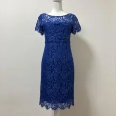 タグ付き　グレースクラス　ブルー　レース　総レース　花　花模様　夏　ワンピース