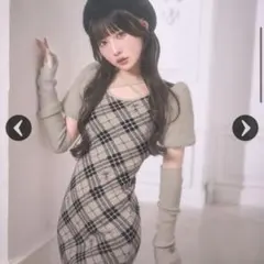 ミシェルマカロン ファースリーブチェックワンピース