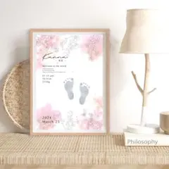 【２枚セット】 命名書 手形 足形 誕生日 一歳 ハーフバースデー .945