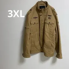 ミリタリージャケット ベージュ　カーキ 裏地ボア　フリース　大きいサイズ3XL