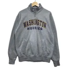 Champion ワシントンハスキーズ刺繍ハーフジップスウェット メンズL