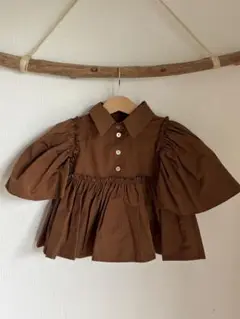 《 Christina Rohde 》新品未使用　ブラウス/ キャメル 3y