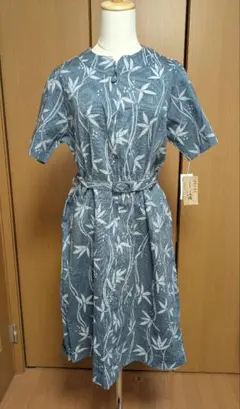 しじら織　ワンピース　M　花柄　ベルト付き
