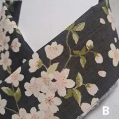 薄墨　半襟　半衿　ハンドメイド　生地　桜　花柄　春　仕付けしやすい芯付きB