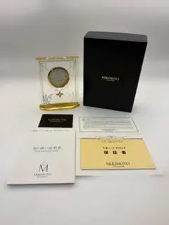 未使用 MIKIMOTO ミキモトパール付 クォーツ置時計NNS-569GE箱付