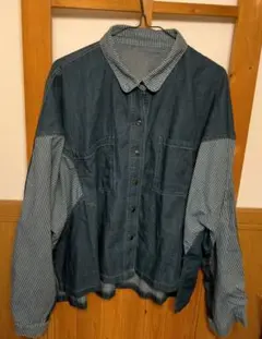 デニムストライプボタンアップシャツ