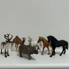 シュライヒ　トナカイ・ヒトコブラクダ・馬・サイ　６点セット