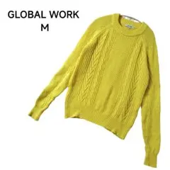 GLOBAL WORK　ケーブル編みニット　M