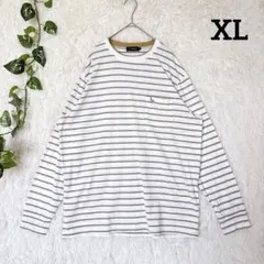 E620 トロイ ボーダー柄長袖Ｔシャツ ポケット付きXLカジュアル コットン混のサムネイル