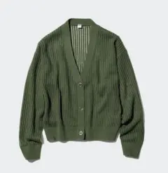UNIQLOユニクロ メッシュVネックショートカーディガン オリーブ・Mのサムネイル