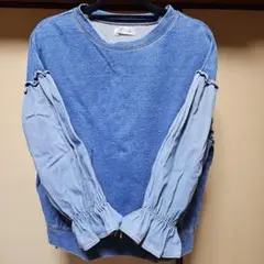デニム　ブルー トップス　フリーサイズ
