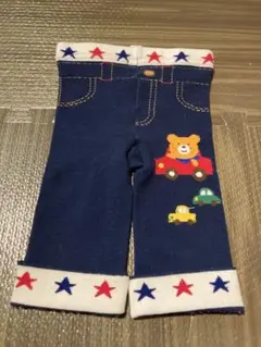 ミキハウス　ホットビスケッツ　80cmクマと車刺繍デニム風レギンス、パンツ