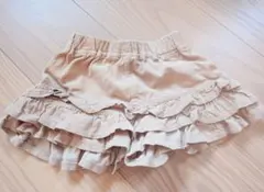 キッズ　フリル付き　ベージュ　ショートパンツ　キュロット　 90cm