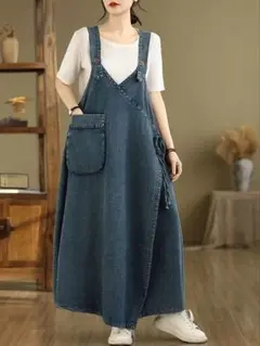 『新品』ビィンテージ風デニムサロペットワンピース　３XL