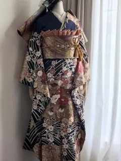 美しい振袖　フルセット　青い