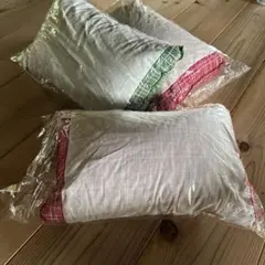 未開封 赤と緑のチェック柄 枕 3点