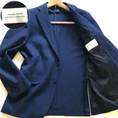 美品✨ユニバーサルランゲージ テーラードジャケット 高級ウール混 手洗可能 紺
