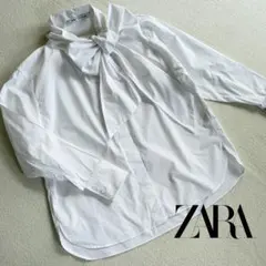 ZARA ザラ ボウタイブラウス ホワイト 長袖 シャツ リボン S リボンのサムネイル