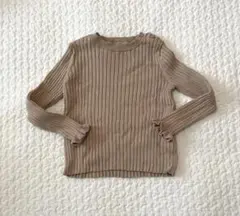 H&M リブニット 袖フリル 90 92 ベージュ