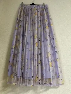 花柄レーススカート 薄紫色 フレア