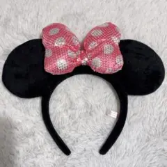 ミニーマウス カチューシャ ディズニー ピンク 水玉 スパンコール