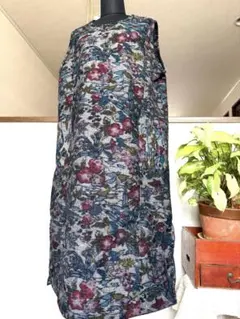 ハンドメイド【着物リメイク】着物ジャンパースカート　袖なしワンピース 灰紫紺系