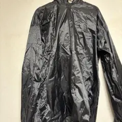 黒いフード付きサウナスーツ　上下セット　エルサイズ