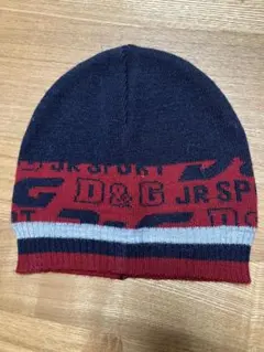 【値下げしました⭐︎D&G】ロゴ入りニット帽　ネイビー/レッド
