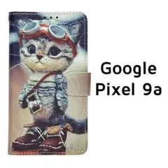 Google Pixel9a 手帳型ケース 猫 ゴーグル カメラ かわいい